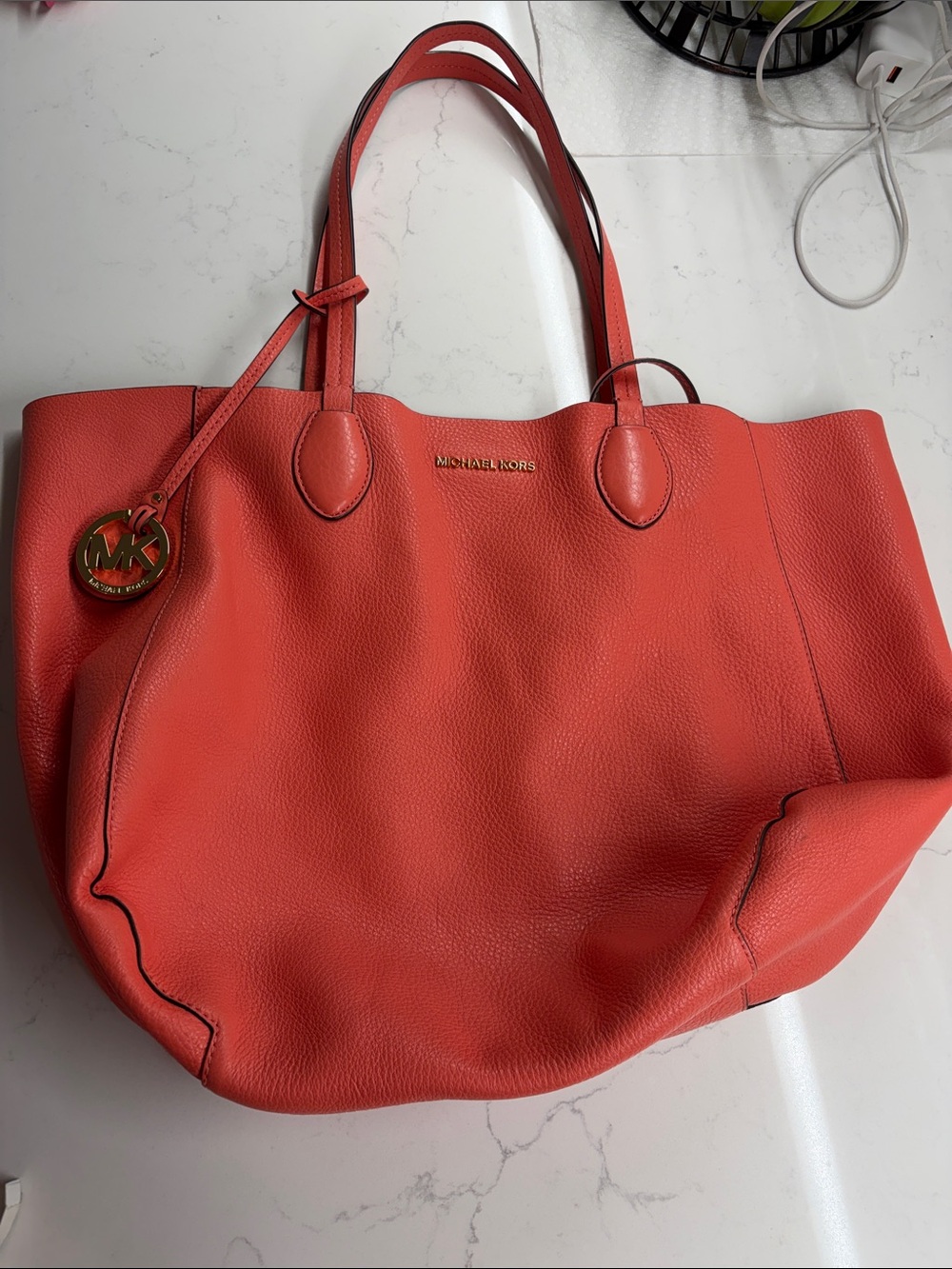 Michael Kors Reversible Coral & Gold Tote
